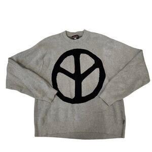 BABYLON Women's Peace And Love Print Sweatshirt Size XL In Gray
